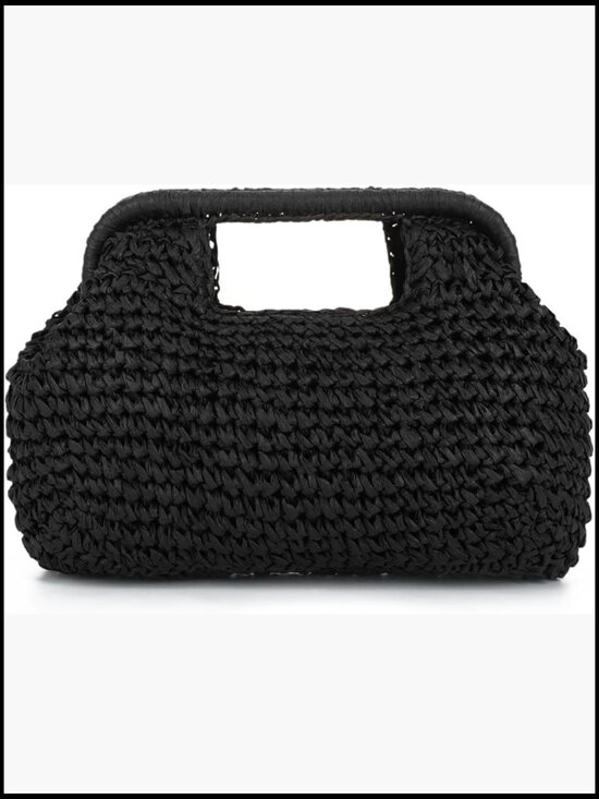 Handbags - Woven Straw Clutch Purse Wicker Dumpling Bag Summer Beach Boho Handbag Chain